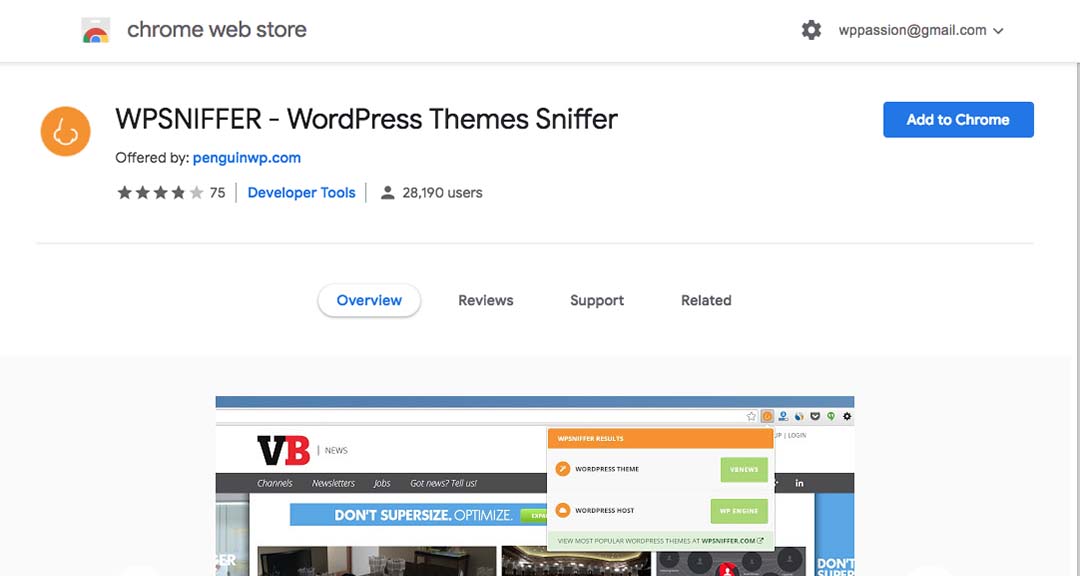 wpSniffer Chrome Extension