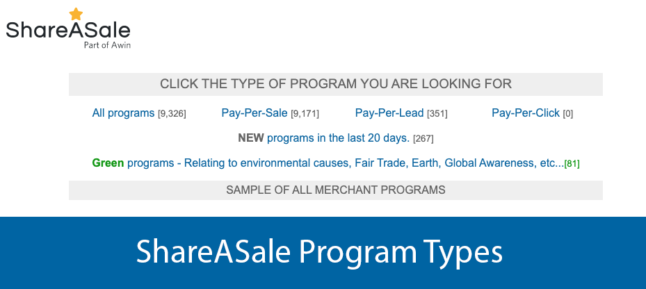 ShareASale Program Types