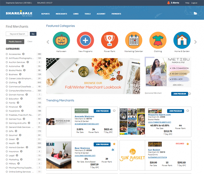 shareasale merchants